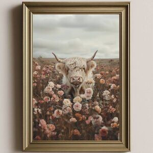 8.5x11 Highland Cow Rose Farm, Nature Photography Art